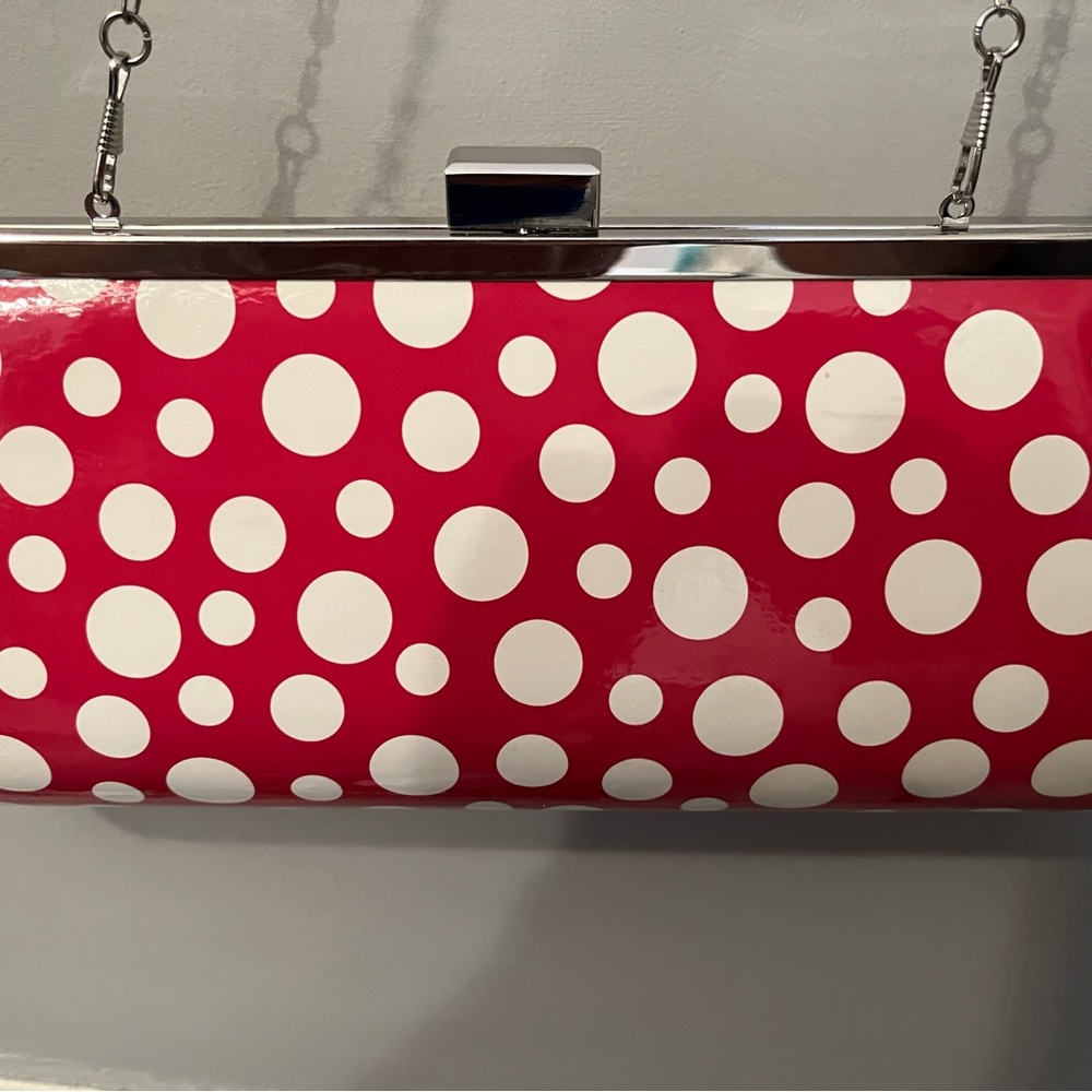 Pink and White Polka Dot Clutch